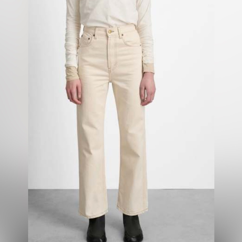 B SIDES High Rise Plein Cream Jeans